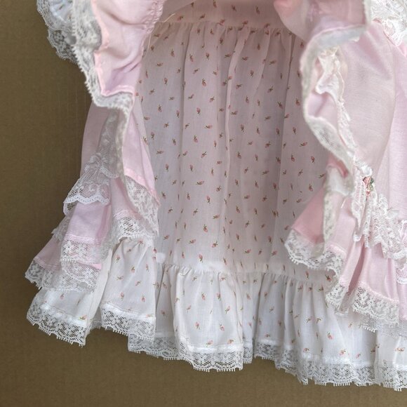 Vintage Permanent Press Baby Dress Pink With Flowers Underdress Ruffles 6-9M - Picture 3 of 8